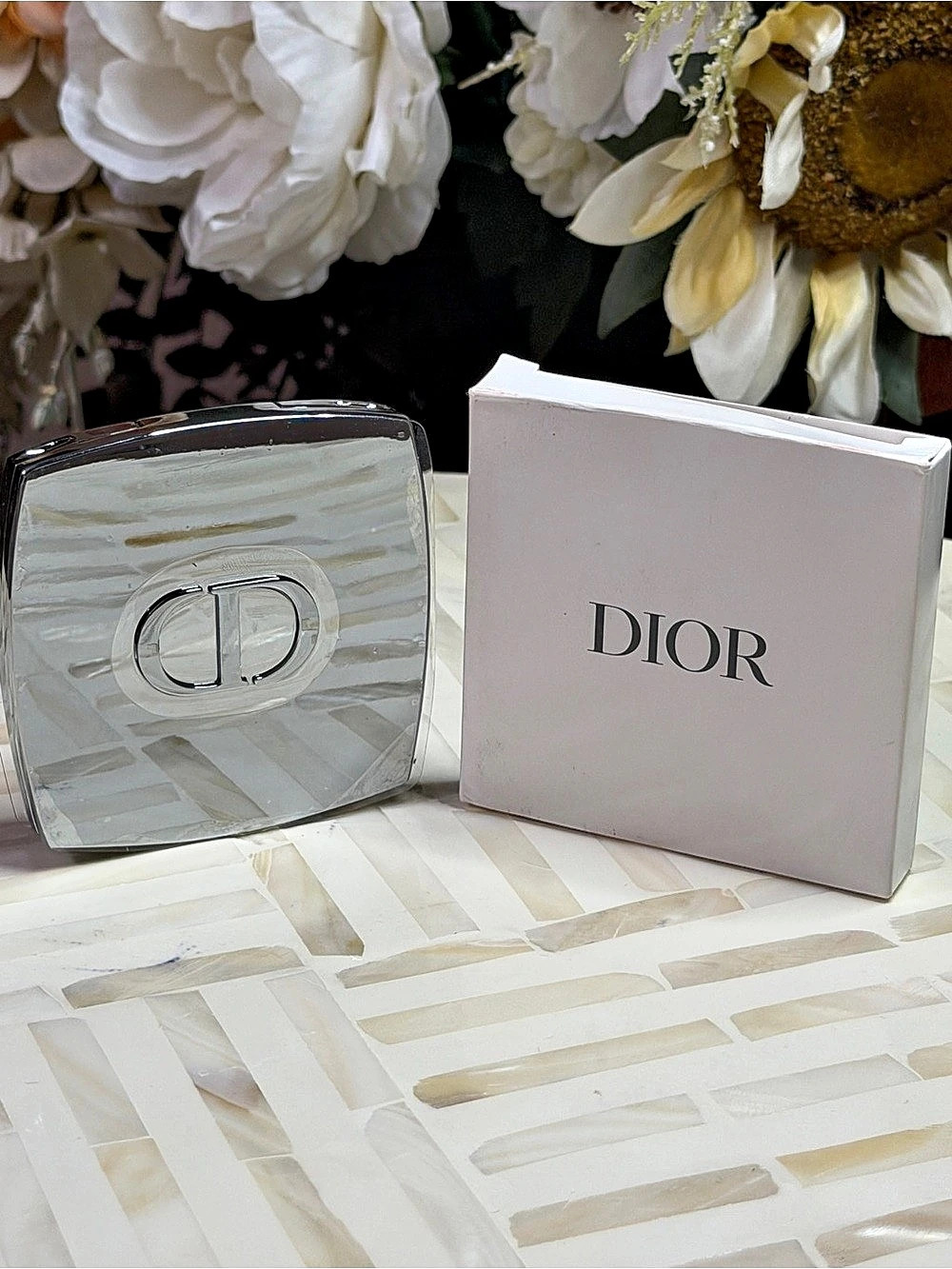 Dior Silver Compact Pocket Dual-sided Mirror - New